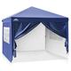 EAGLE PEAK Pavillon 3x3m Klappbar Wasserdicht Faltpavillon Faltbare Gartenpavillon, UV-Schutz mit 4 Seitenteilen für Party, Hochzeit, Garten, Camping, Festival, Blau, E100SW4