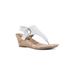 Women's White Mountain Aida Cork Wedge Sandal by White Mountain in White Smooth (Size 7 1/2 M)