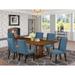 East West Furniture 7 Piece Dining Table Set- a Rectangle Wooden Table and 6 Linen Fabric Upholstered Chairs, (Finish Options)