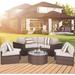 Outdoor 5-Piece Rattan Sectional Patio Furniture Half-Moon Sofa