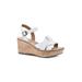 Women's White Mountain Simple Wedge Sandal by White Mountain in White Burnished Smooth (Size 8 M)