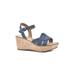 Women's White Mountain Simple Wedge Sandal by White Mountain in Denim Blue Fabric (Size 8 M)