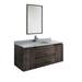 Loon Peak® Loon Peak Hild 48" Wall-Mount Single Sink Bathroom Vanity Set w/ Mirror (Faucet Not Included) Wood/Quartz Top in Brown | Wayfair