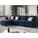 Latitude Run® Teangela 116.6" Velvet L Shaped Modular Sectional 6-Pieces Sofa w/ Storage Velvet in Blue | 33.5 H x 58.3 W x 116.6 D in | Wayfair