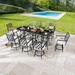 Winston Porter Akshiv Square 8 - Person 31.5" Long Bistro Set w/ Cushions Glass in Black | 40 H x 31.5 W x 31.5 D in | Outdoor Furniture | Wayfair