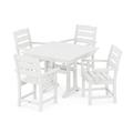 POLYWOOD® Lakeside 5-Piece Farmhouse Trestle Arm Chair Outdoor Dining Set Plastic in White | 37.63 W x 37.5 D in | Wayfair PWS638-1-WH