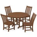 POLYWOOD® Vineyard 5-Piece Round Farmhouse Side Chair Outdoor Dining Set Plastic in Brown | 48 W x 48 D in | Wayfair PWS649-1-TE