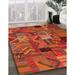 Brown/Orange 96 x 0.35 in Indoor Area Rug - World Menagerie Ortholf Contemporary Orange/Brown Area Rug Polyester/Wool | 96 W x 0.35 D in | Wayfair