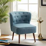 Side Chair - Wade Logan® Afzal 25.8" W Modern Tufted Polyester Accent Side Chair w/ Solid Wood Legs Polyester in Blue | Wayfair