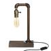 Williston Forge Vintage Plumbing Table Lamp In Bedside Table Light Industrial Loft Style Dorm Bedroom Metal in Black | Wayfair