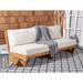 Joss & Main Despina 70.1" Wide Outdoor Patio Sofa w/ Cushions Wood/Natural Hardwoods in Brown/White | 27.6 H x 70.1 W x 35.4 D in | Wayfair