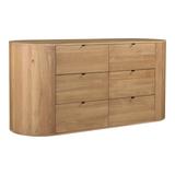 Aurelle Home Tezzi Modern 6-drawer Solid Oak Rounded Dresser