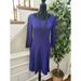 Nine West Dresses | Nine West Women's Solid Blue Cotton Round Neck Long Sleeve Knee Length Dress M | Color: Blue | Size: M