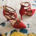 Jessica Simpson Shoes | Jessica Simpson Size 7 Red Suede High Heels. | Color: Gold/Red | Size: 7