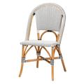 bali & pari Genica Classic French Black and White Weaving and Natural Brown Rattan Indoor and Outdoor Bistro Chair - Wholesale Interiors DC613-Rattan-DC No Arm