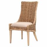 Bayou Breeze Greco Dining Chair, Gray Kubu, Light Gray, Natural Gray Mahogany Wood/Upholstered/Wicker/Rattan/Fabric in Brown | Wayfair