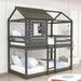 Harper Orchard Twin Over Twin House Bunk Bed Wood w/ Window in Gray | 83 H x 41 W x 78 D in | Wayfair EC65A9EF56484C338A1490E927792A2D