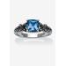 Women's Cushion-Cut Birthstone Ring In Sterling Silver by PalmBeach Jewelry in March (Size 10)