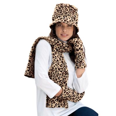 Women's Fleece Hat by Accessories For All in Khaki Graphic Spots