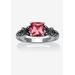 Women's Cushion-Cut Birthstone Ring In Sterling Silver by PalmBeach Jewelry in October (Size 10)