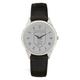 Silver Bentley Falcons Medallion Black Leather Wristwatch