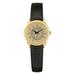 Women's Gold Rochester Yellow Jackets Medallion Black Leather Wristwatch