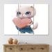 East Urban Home Cute White Cat w/ Heart - Children's Art Canvas Wall Art Print Metal in Blue/Pink | 32 H x 48 W x 1 D in | Wayfair