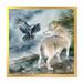 East Urban Home Wolf & A Raven On A Hill Under Falling Snow - Traditional Canvas Wall Art Print Canvas in White | 36 H x 36 W x 1 D in | Wayfair