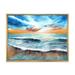 East Urban Home Sunset over the Sea w/ & Orange Sky - Print on Canvas Metal in Blue | 24 H x 32 W x 1 D in | Wayfair