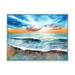 East Urban Home Sunset over the Sea w/ & Orange Sky - Print on Canvas Plastic in Blue | 34 H x 44 W x 1.5 D in | Wayfair