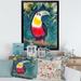 East Urban Home Toucan on the Tree Branch w/ Emerald Leaves - Print on Canvas Plastic in Green/Red | 44 H x 34 W x 1.5 D in | Wayfair