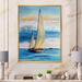 East Urban Home Two Sailing Boats w/ Fisherman on the Blue Sea - Painting on Canvas Metal in Blue/Yellow | 32 H x 16 W x 1 D in | Wayfair