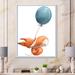 East Urban Home Cute Little Cartoon Fox Squirrel w/ Balloon - Painting on Canvas Plastic in Blue/Orange | 44 H x 34 W x 1.5 D in | Wayfair