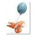 East Urban Home Cute Little Cartoon Fox Squirrel w/ Balloon - Painting on Canvas Plastic in Blue/Orange | 44 H x 34 W x 1.5 D in | Wayfair