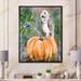 East Urban Home Barn Owl Sitting on a Pumpkin - Print on Canvas Metal in Blue/Green/Orange | 32 H x 24 W x 1 D in | Wayfair