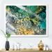 East Urban Home Colorful Alcohol Ink Marble Blue & Yellow - Print on Canvas Plastic | 34 H x 44 W x 1.5 D in | Wayfair