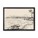 East Urban Home Vintage Sea View & Palm Trees on Shore - Print on Canvas Plastic in Black/Gray/White | 34 H x 44 W x 1.5 D in | Wayfair