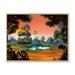 East Urban Home Small Pond on a Forest Glade at Dawn - Painting on Canvas Metal in Blue/Green | 16 H x 32 W x 1 D in | Wayfair