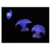 East Urban Home Purple Jellyfish on Black - Print on Canvas Metal in Black/Blue | 30 H x 40 W x 1.5 D in | Wayfair 9714D418C0EA4821AA64CF56CEB1302B