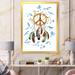 East Urban Home Ethnic Dream Catcher & Peace Sign - Painting on Canvas Metal in Blue/Brown | 40 H x 30 W x 1.5 D in | Wayfair