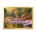 East Urban Home River Lines w/ Stones in Beautiful Forest - Painting on Canvas Metal in Brown/Green | 16 H x 32 W x 1 D in | Wayfair