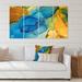 East Urban Home Blue & Gold Luxury Abstract Fluid Art I - 4 Piece Wrapped Canvas Graphic Art Canvas in Blue/Yellow | 28 H x 48 W x 1 D in | Wayfair