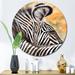 East Urban Home Zebra w/ Contrasting Black & White Stripes V - Traditional Circle Wall Art in Black/Yellow | 11 H x 11 W x 1 D in | Wayfair