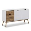 Buffet commode 3 tiroir y 2 porte blanc, pin massif, longueur 140 cm