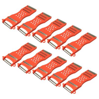 Plastic Frame Vegetable Slicer Peeler Shredder Red Silver Tone 10pcs - Red,Silver Tone