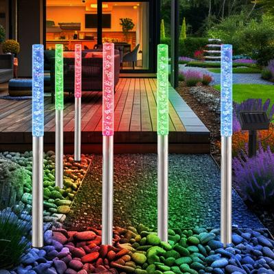 Led 6er Set Außen Solar Leuchten IP44 Farbwechsler bunt Terrasse Garten Beleuchtung Veranda Deko Image