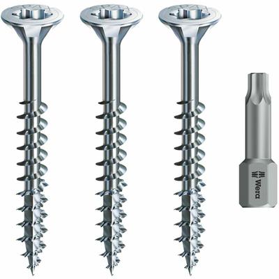 Vasalat - Spax Holzschrauben-SET Teilgewinde + Torx Bit 3 Größen: 4x30 4x40 4,5x70 wirrox Silber Image