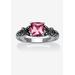 Women's Cushion-Cut Birthstone Ring In Sterling Silver by PalmBeach Jewelry in June (Size 6)