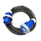 32 Amp 3 Pin 240V IP67 Waterproof Single Phase Extension Lead - PCE Blue - 6mm² Heavy Duty Industrial H07RN-F Rubber Cable - 32A 1PH HO7 (5 Metre)