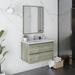 Loon Peak® Loon Peak Heela 30" Wall-Mount Double Sink Bathroom Vanity Set w/ Mirror (Faucet Not Included) Wood/Quartz Top in Gray | Wayfair